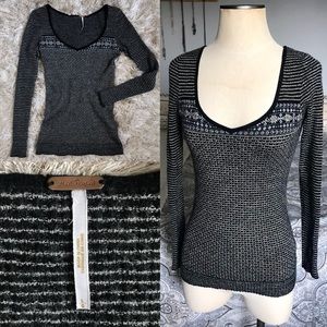 EUC! Free People Striped Thermal Sweater Tee